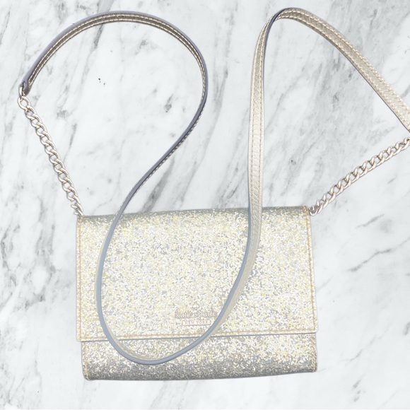 kate spade Handbags - Kate Spade Gold Glitter Crossbody Bag Storybook Lining.